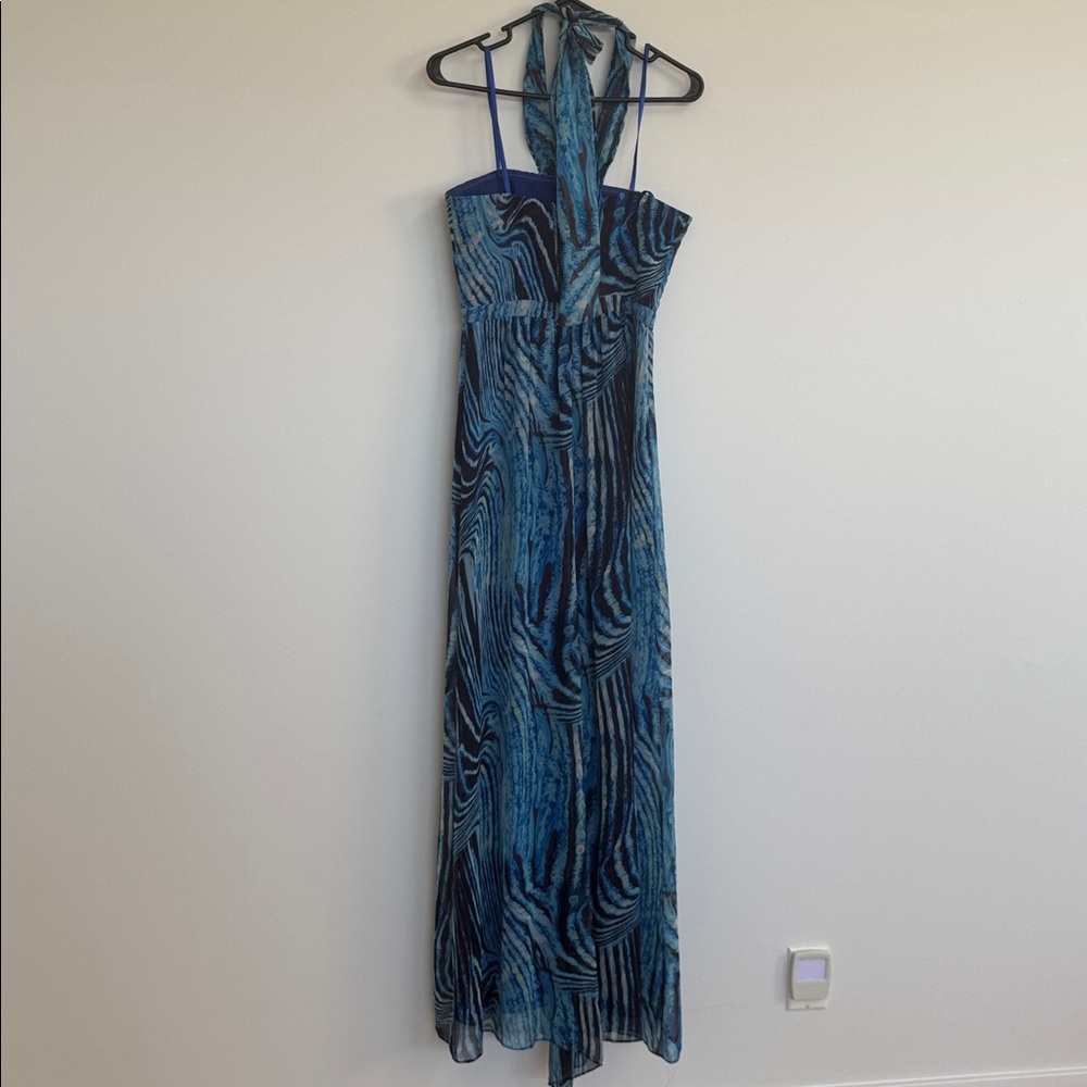 BCBGMaxAzria Blue and Black Swirl Maxi Dress - Picture 2 of 3